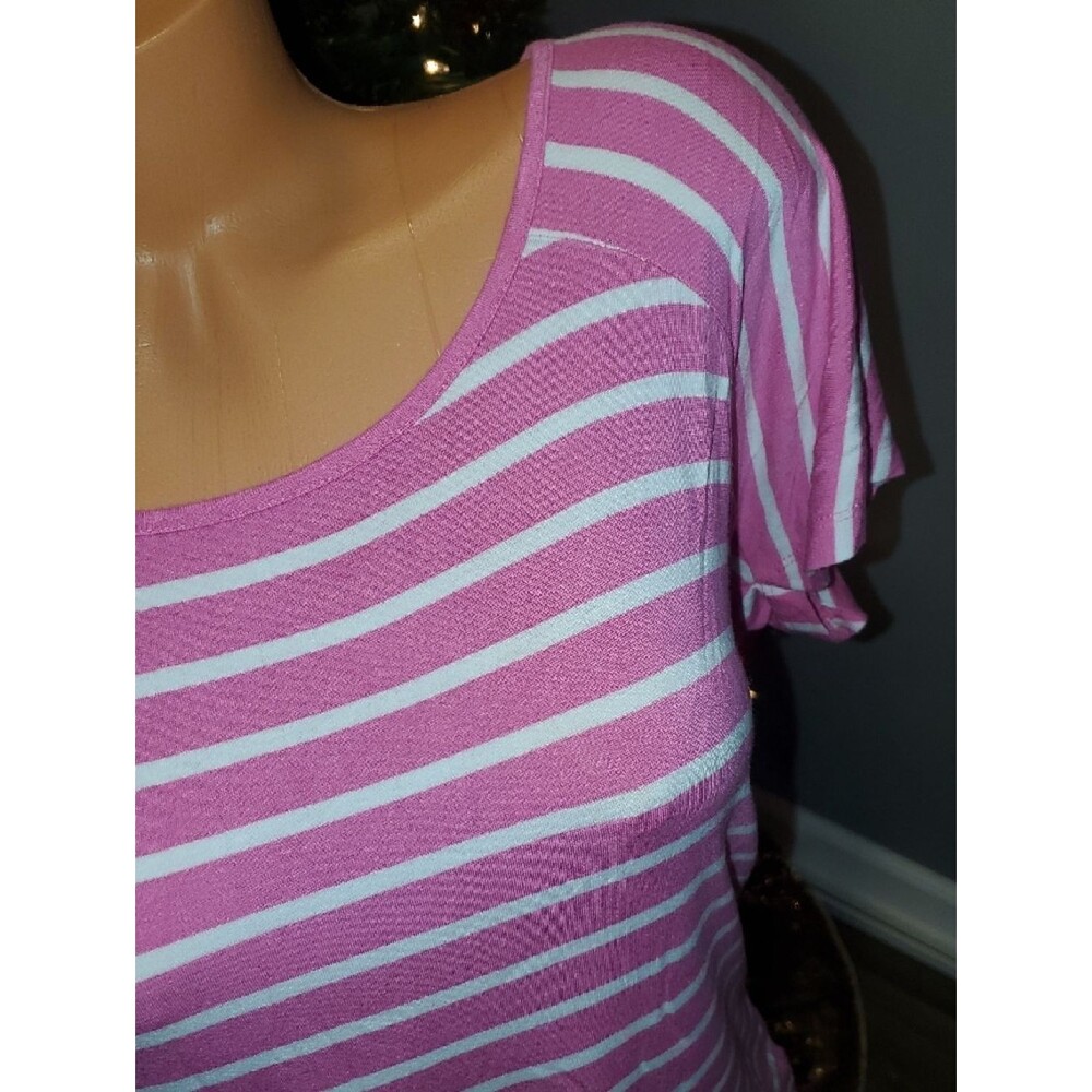 dressbarn Pink and White Striped Scoop Neck Tee - Picture 3 of 7
